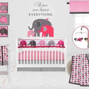Bacati - Elephants 10-Piece Crib Bedding Set with Crib Rail Guard